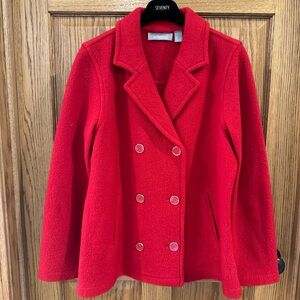 Liz Claiborne Red Boiled Wool Peacoat Jacket – Women’s Large